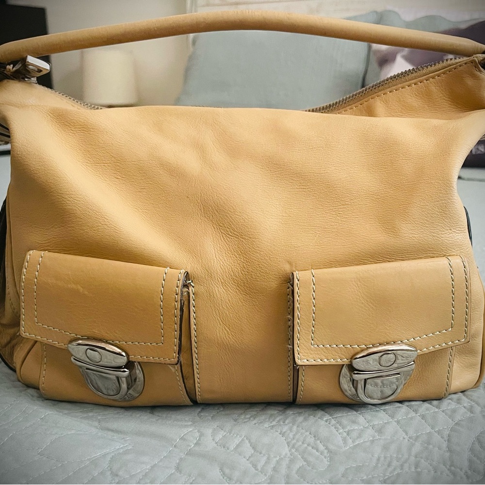 Marc Jacobs Collection 'Blake' Soft Tan Silver Multi-Pocket Hobo Bag
